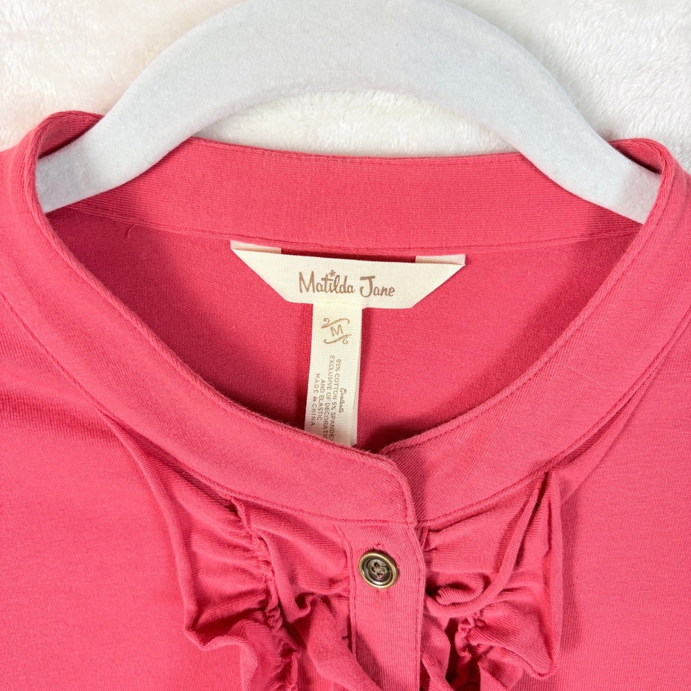 Matilda Jane Ruffle Dress Womens Medium Pink Excellent Smocked Sleeveless Knit - Picture 2 of 10